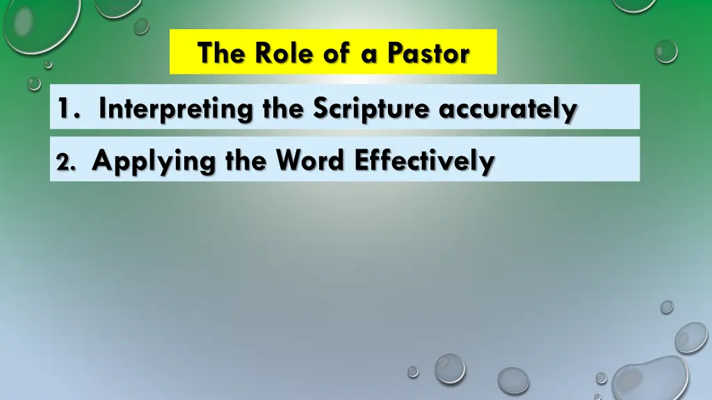 the role of a pastor 1