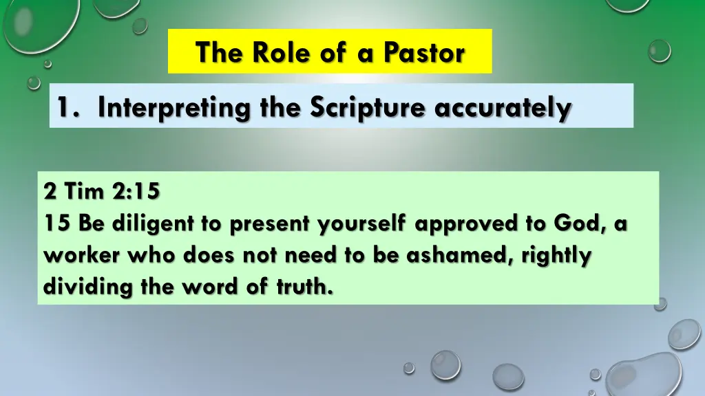 the role of a pastor