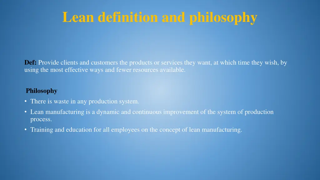 lean definition and philosophy