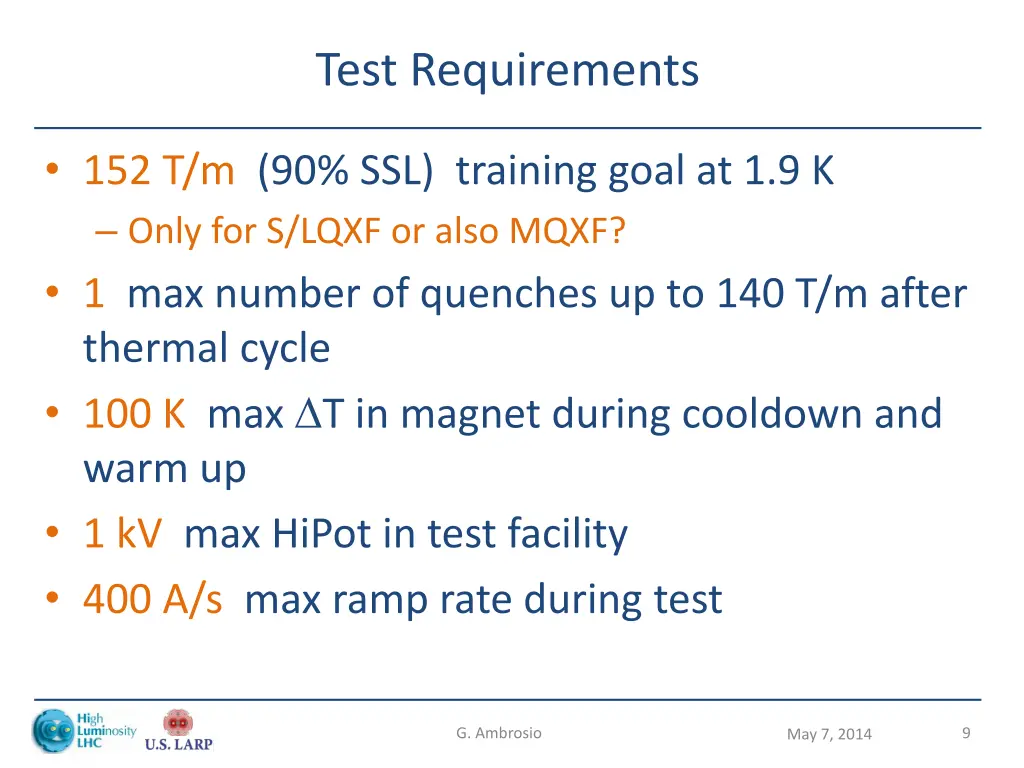 test requirements