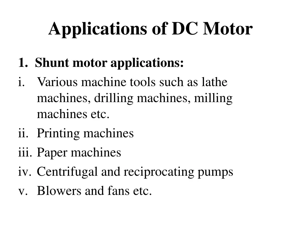 applications of dc motor