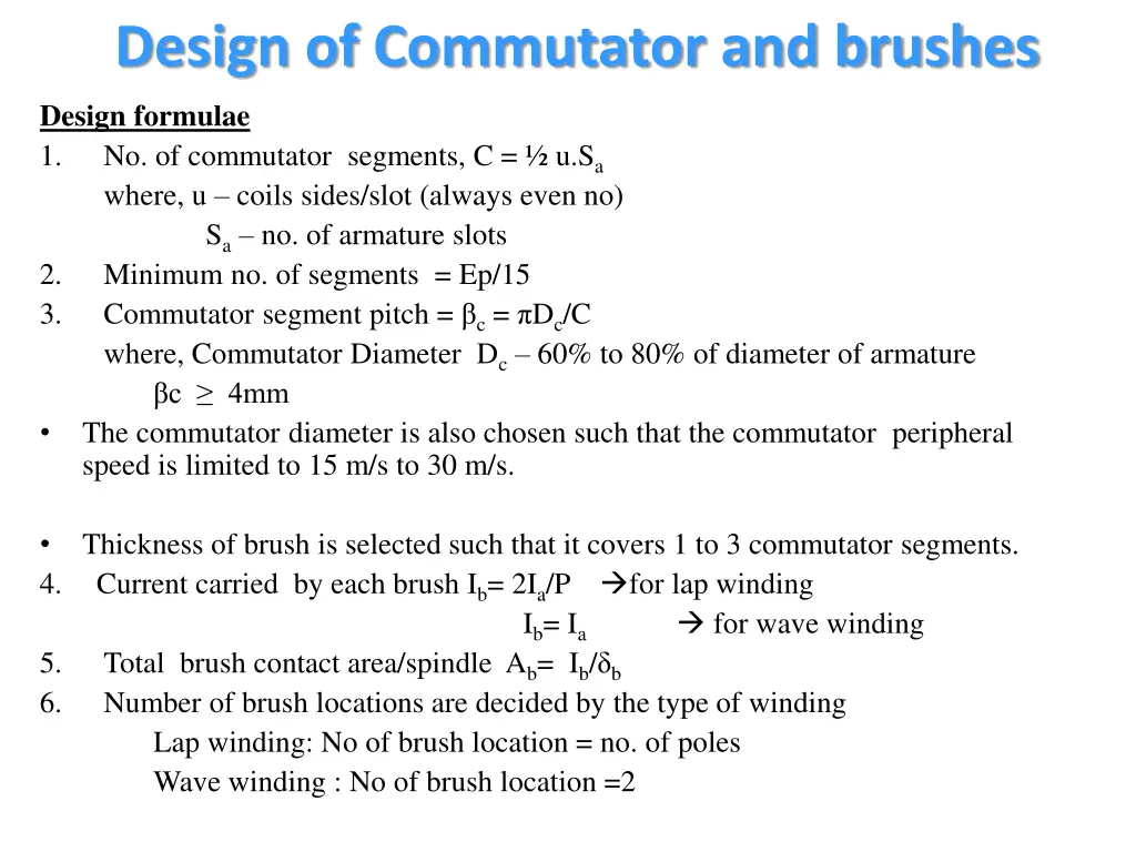 design of commutator and brushes 1