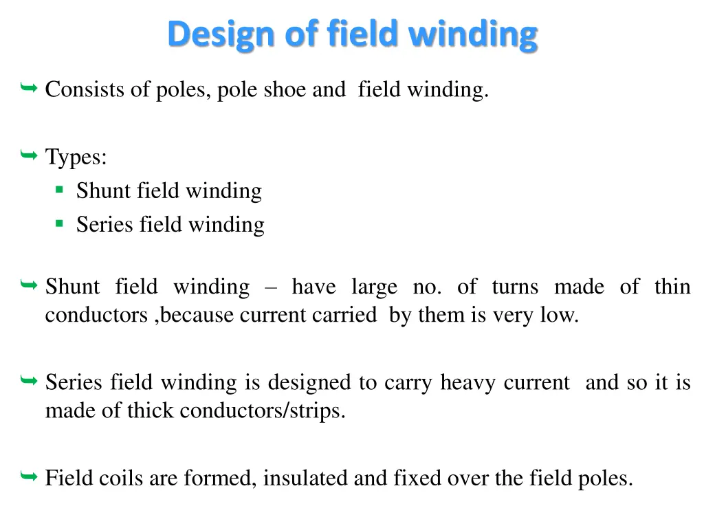 design of field winding