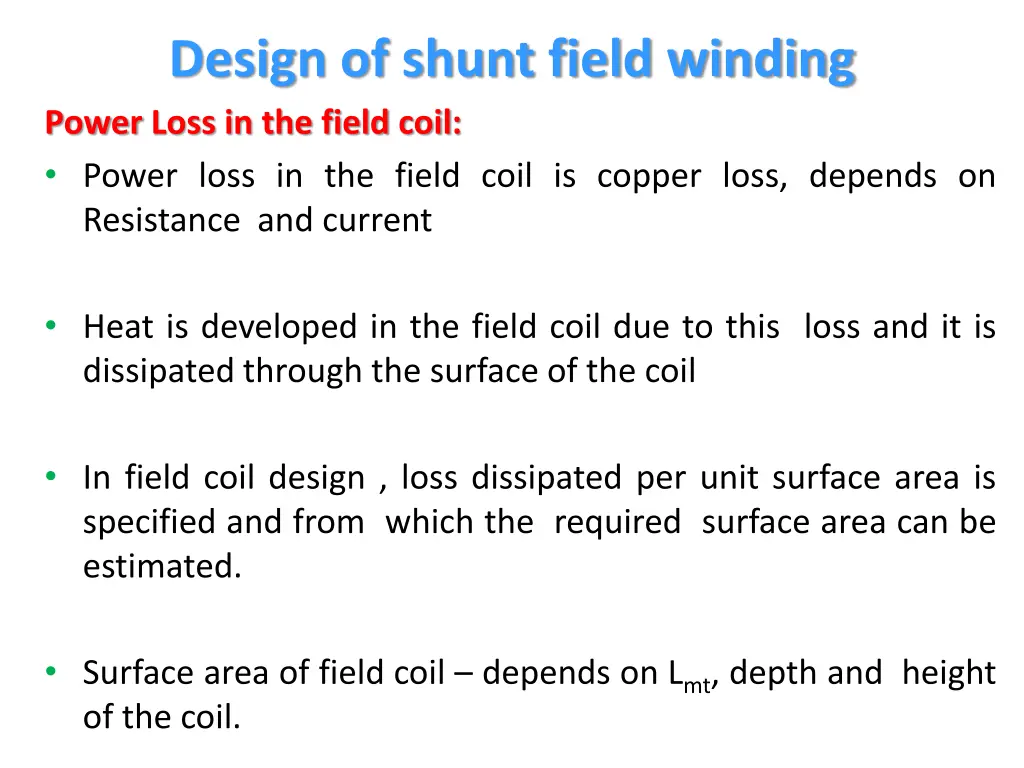 design of shunt field winding 5