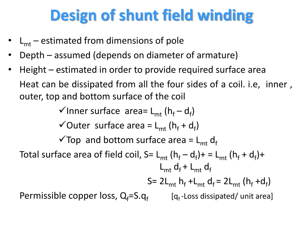 design of shunt field winding 6