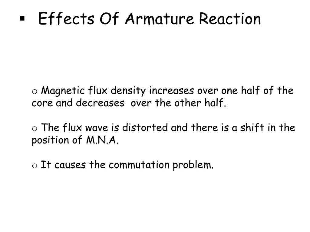 effects of armature reaction