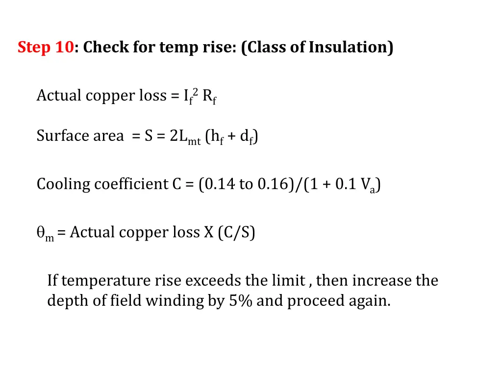 step 10 check for temp rise class of insulation