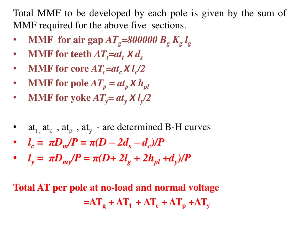 total mmf to be developed by each pole is given