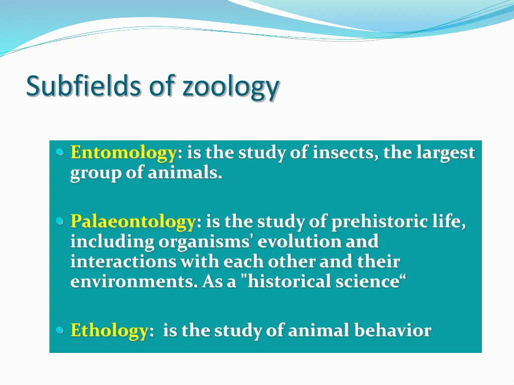 subfields of zoology 2