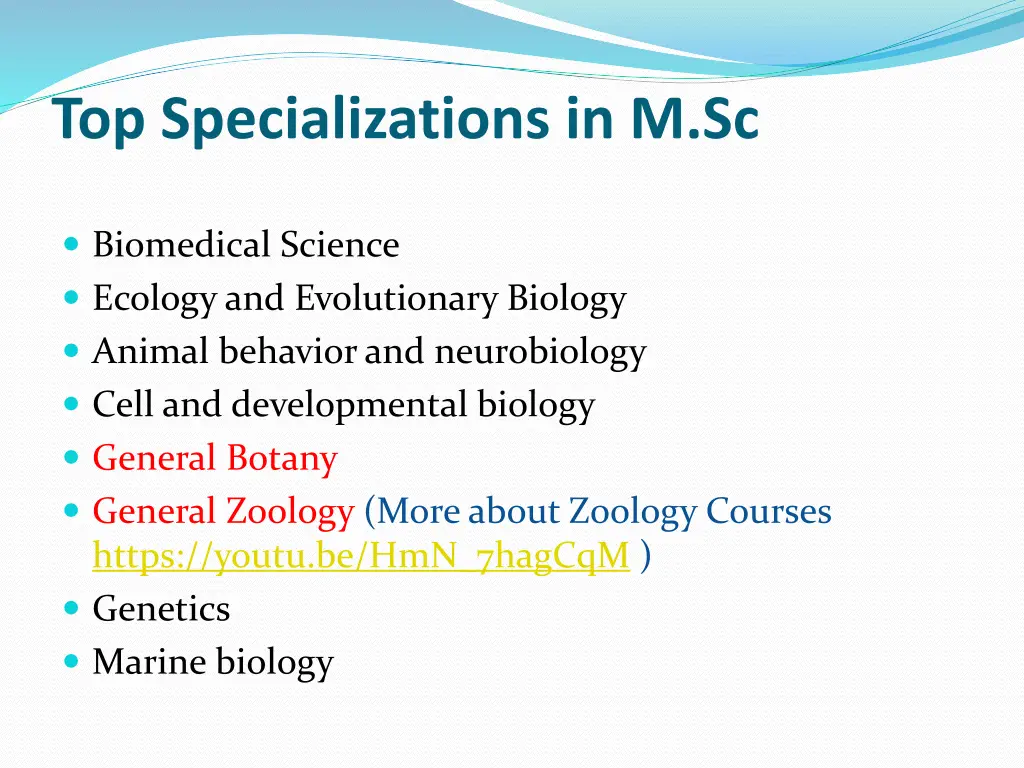 top specializations in m sc