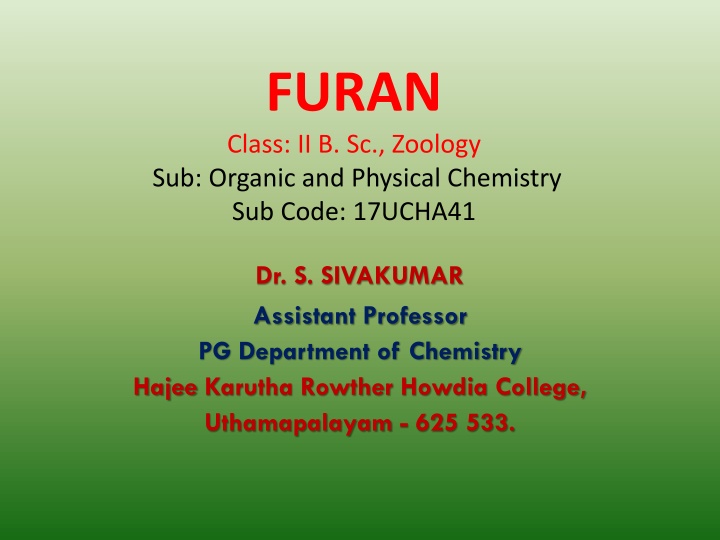 furan class ii b sc zoology sub organic