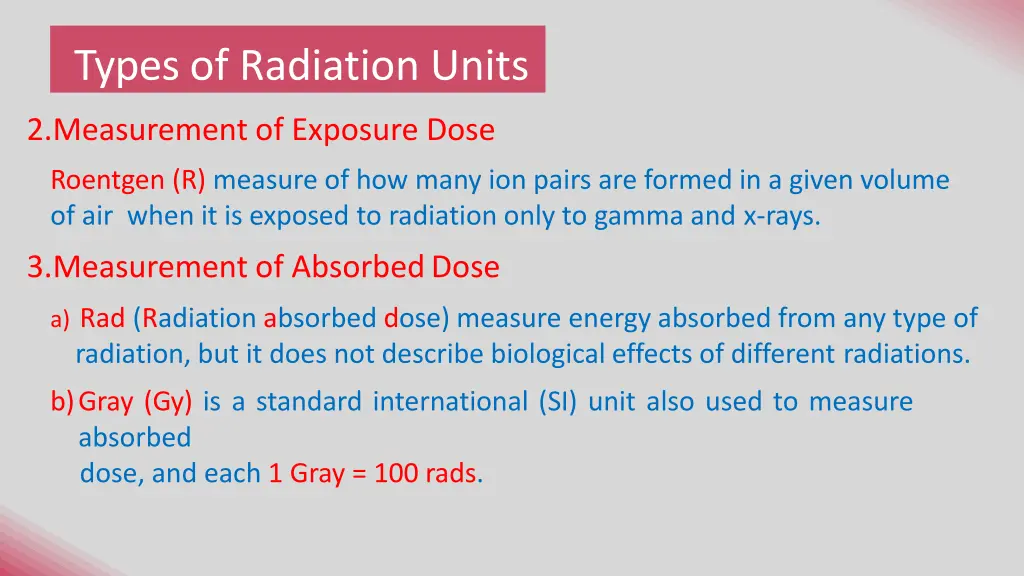 types of radiation units 1