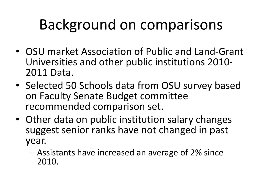 background on comparisons