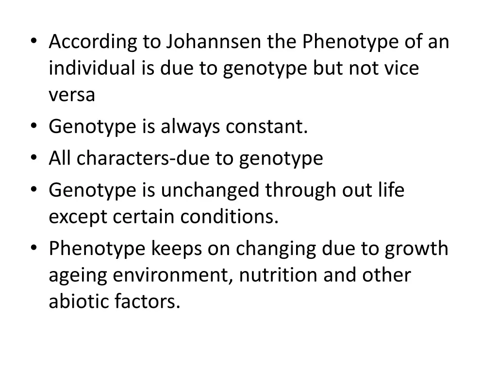 according to johannsen the phenotype