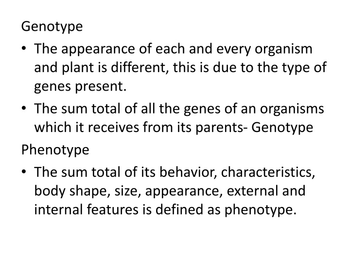 genotype the appearance of each and every