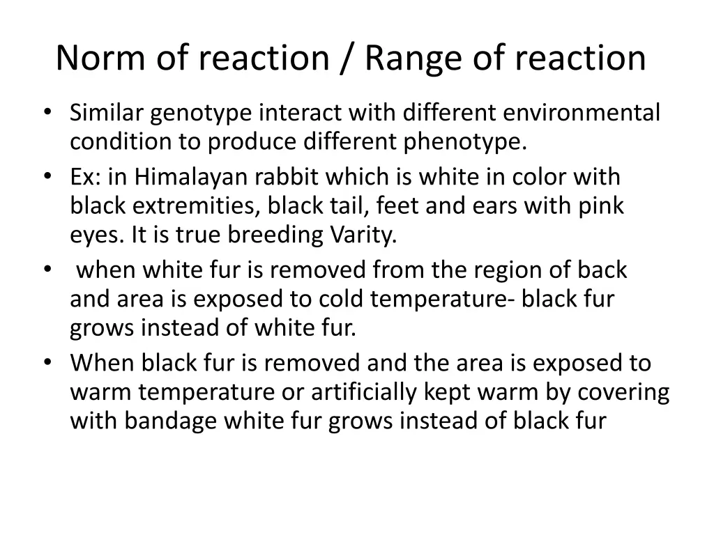 norm of reaction range of reaction