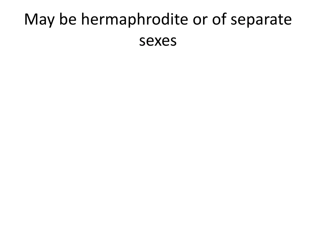 may be hermaphrodite or of separate sexes