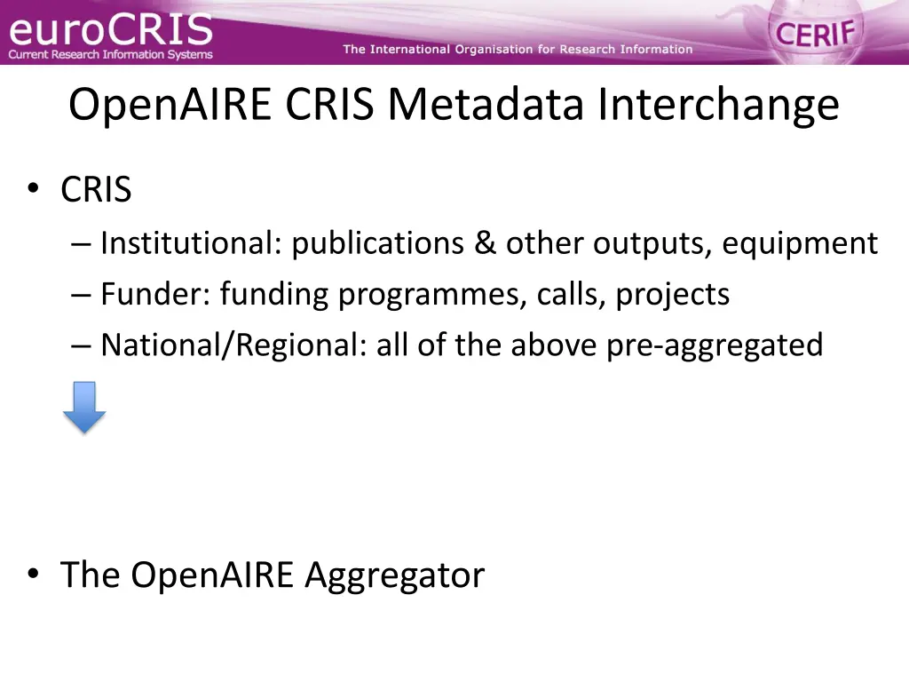 openaire cris metadata interchange