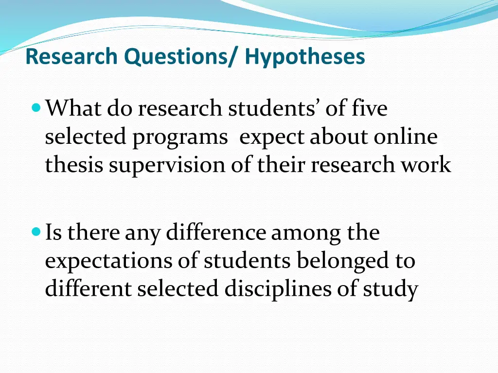 research questions hypotheses