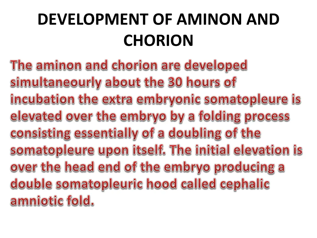 development of aminon and chorion