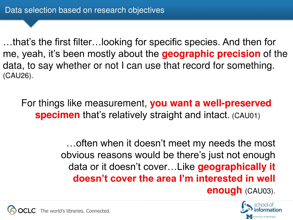 data selection based on research objectives