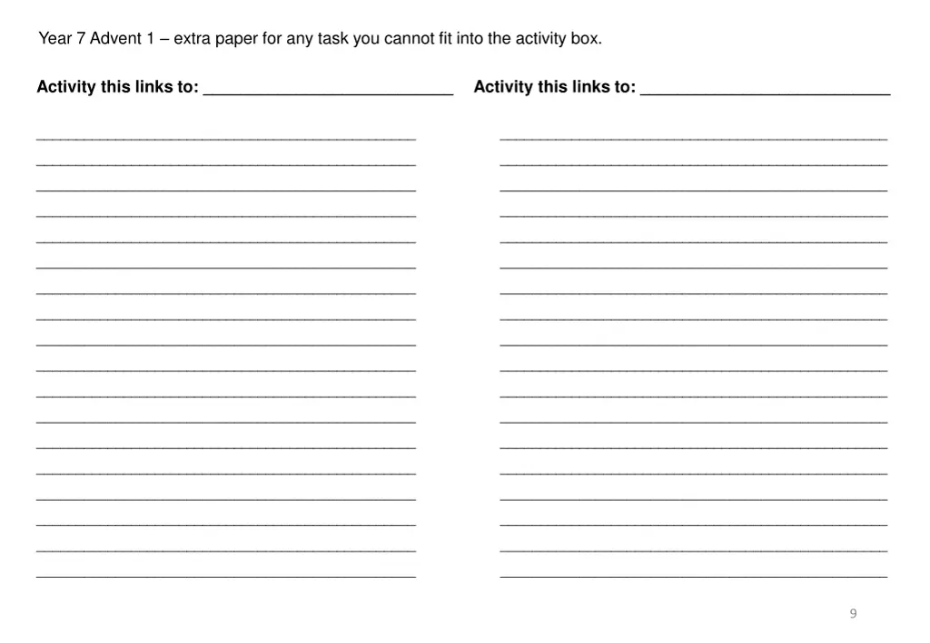 year 7 advent 1 extra paper for any task 1