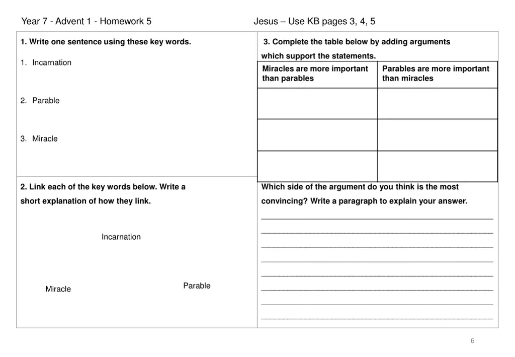 year 7 advent 1 homework 5 jesus use kb pages