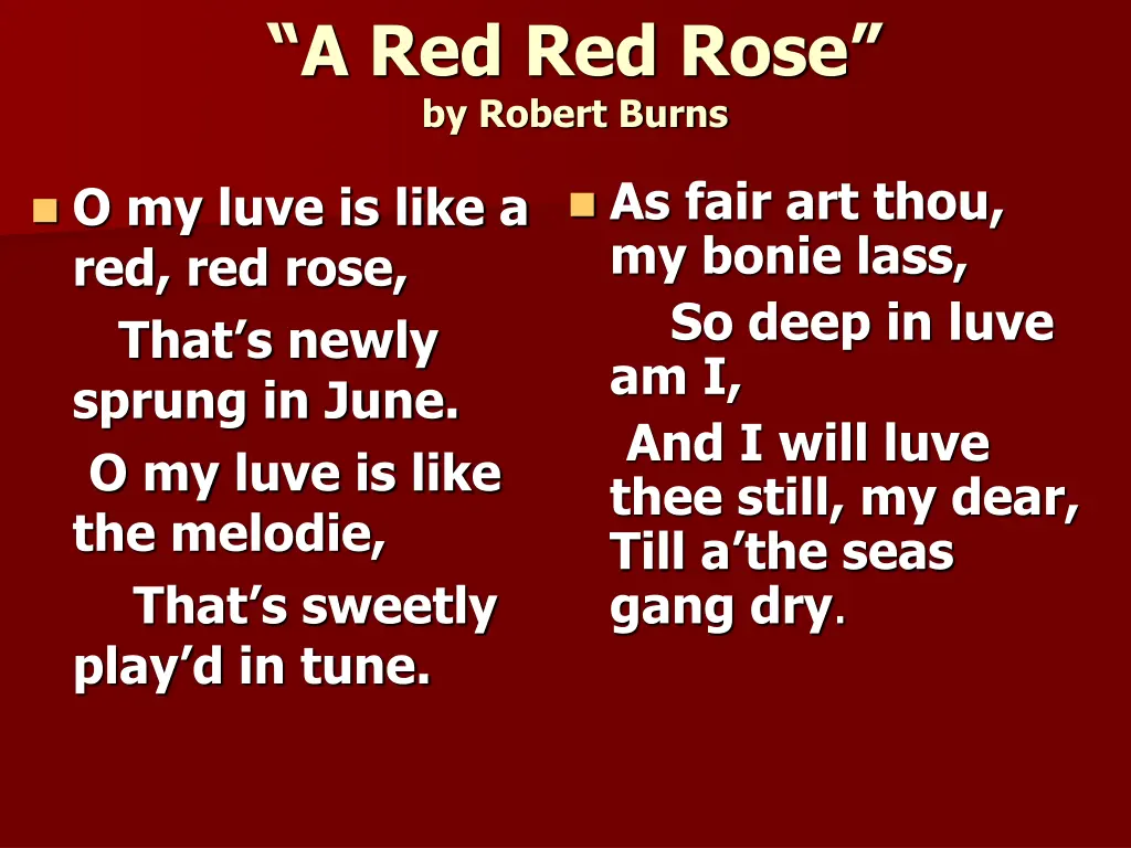 a red red rose by robert burns