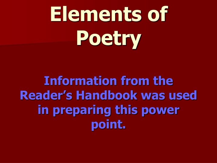 elements of poetry