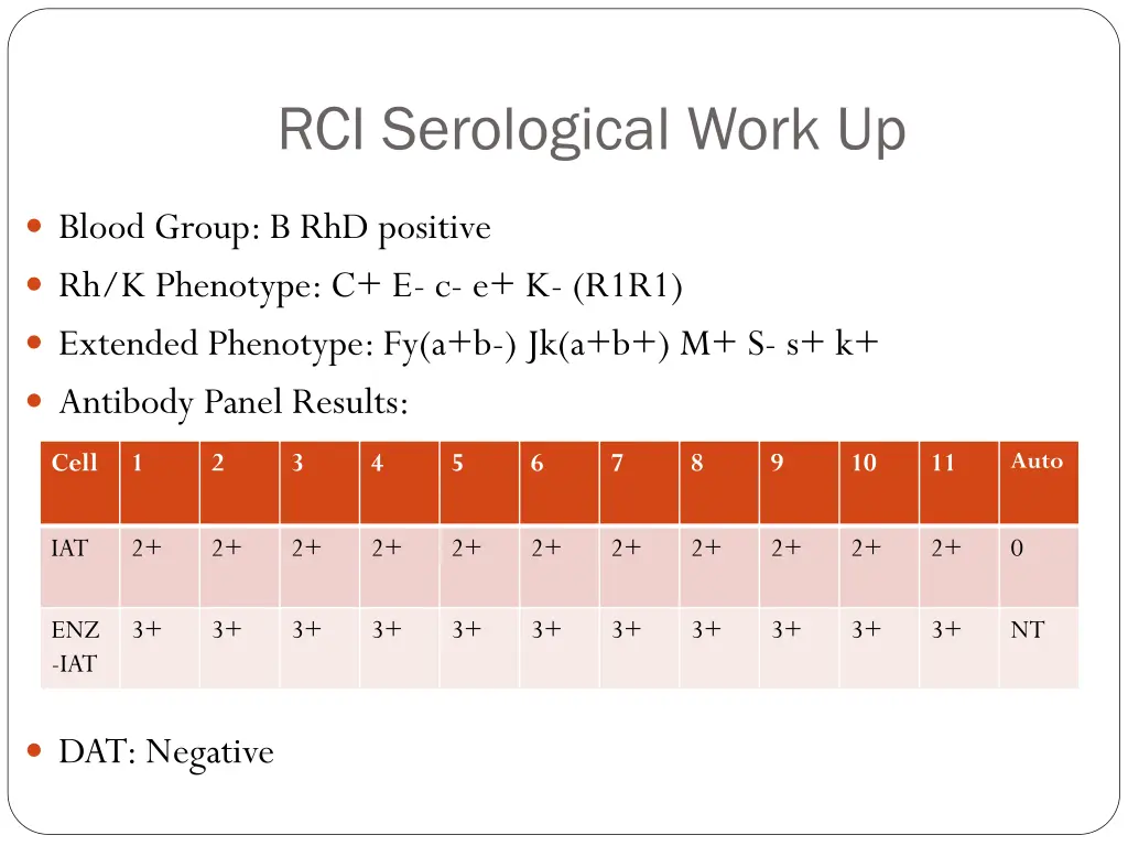 rci serological work up