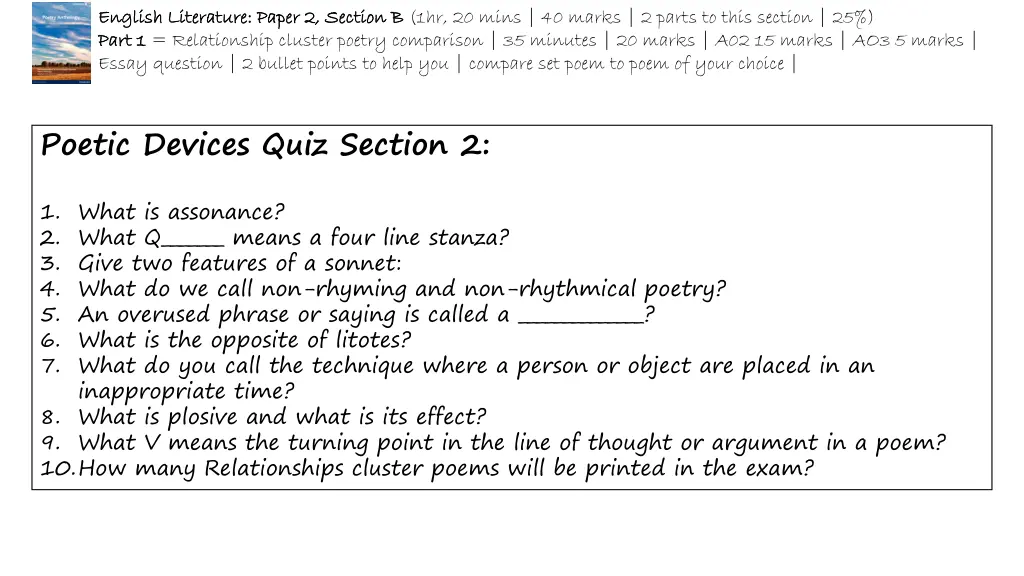 english literature paper 2 section b english 2