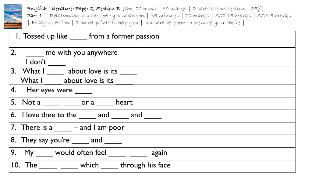 english literature paper 2 section b english 6