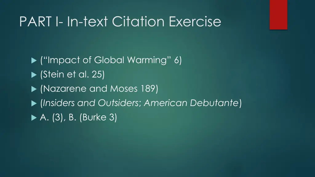 part i in text citation exercise