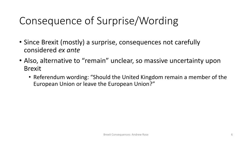 consequence of surprise wording