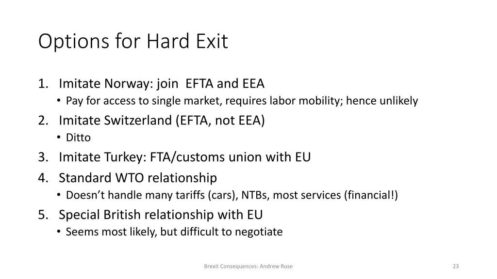 options for hard exit