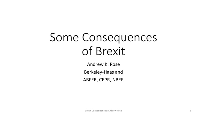 some consequences of brexit