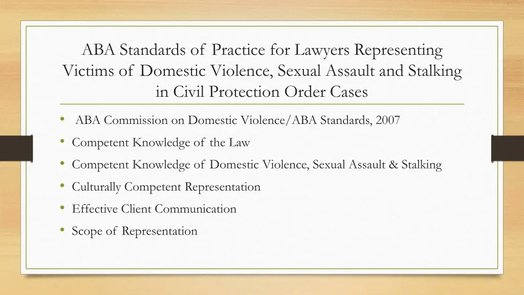 aba standards of practice for lawyers