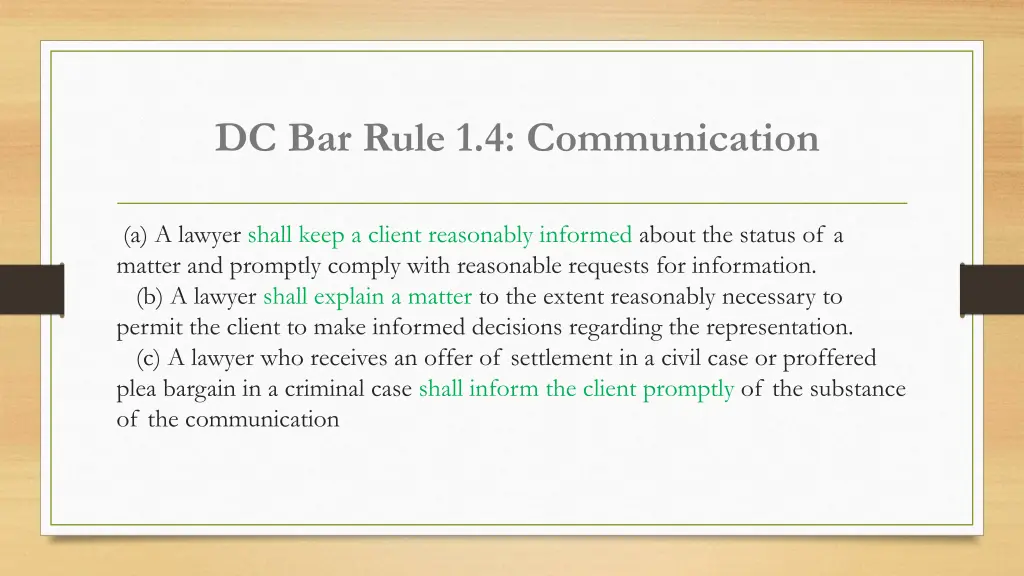 dc bar rule 1 4 communication