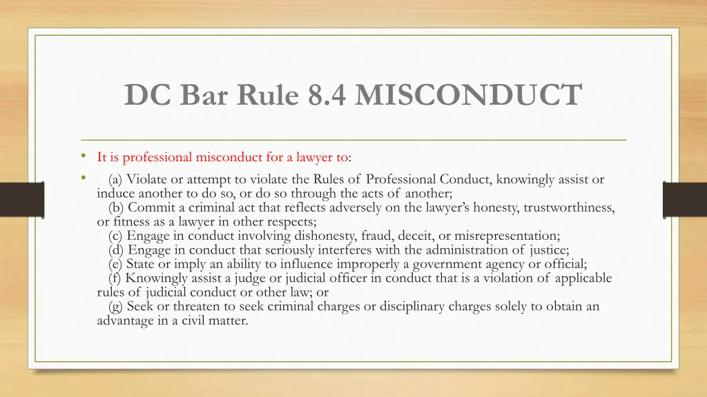 dc bar rule 8 4 misconduct