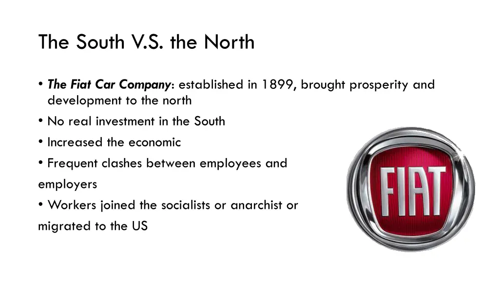 the south v s the north