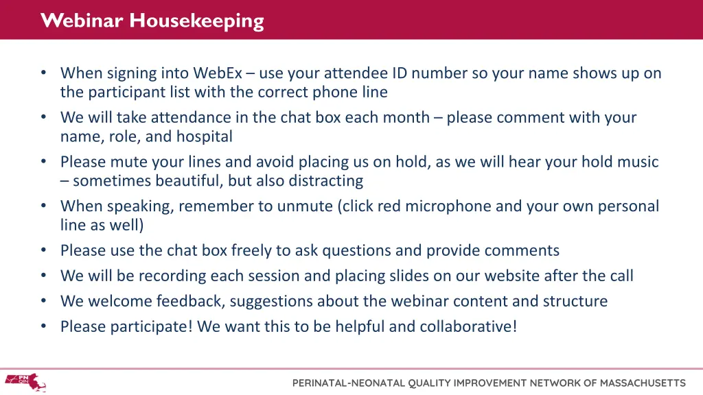 webinar housekeeping