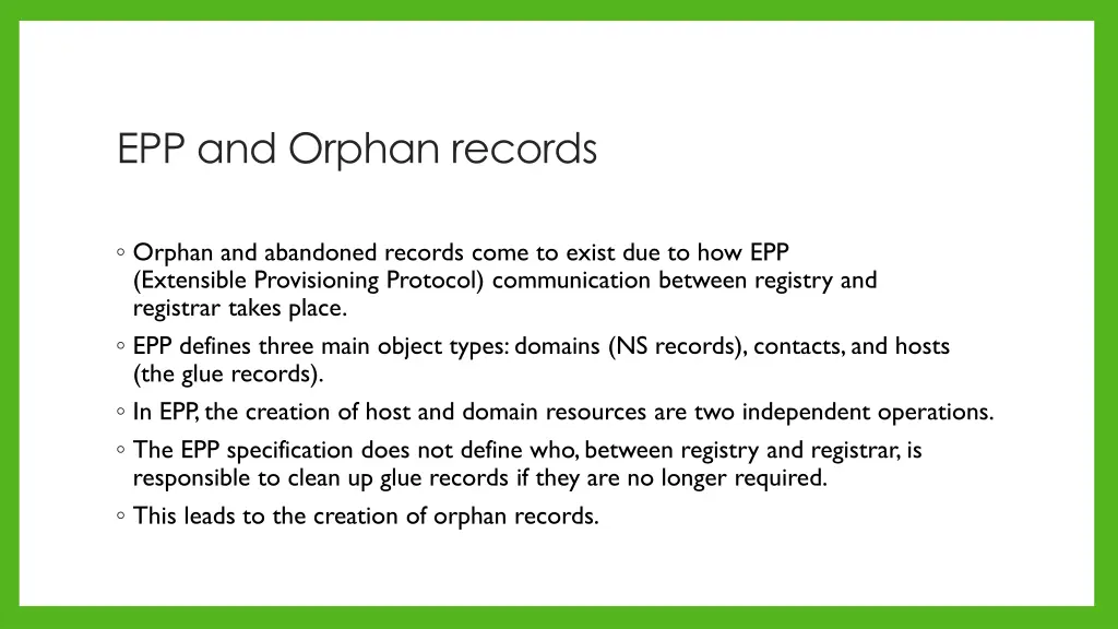 epp and orphan records