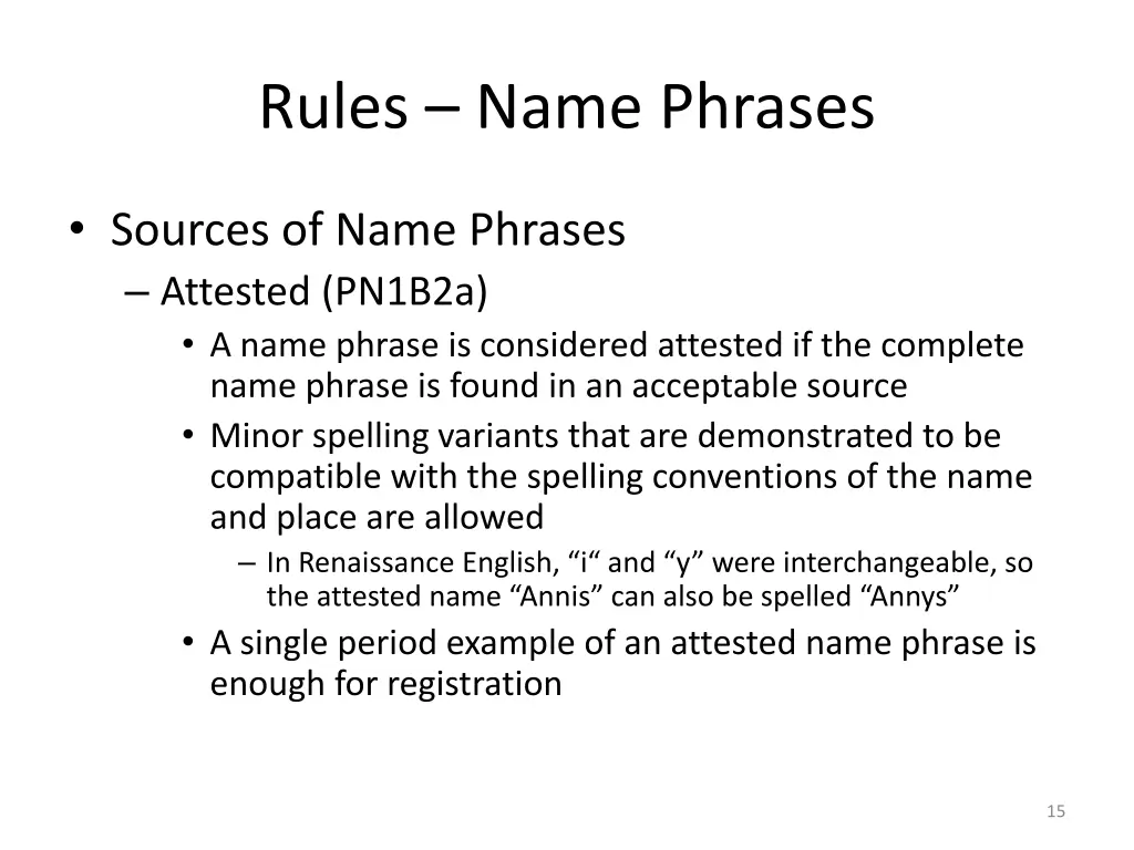 rules name phrases 1