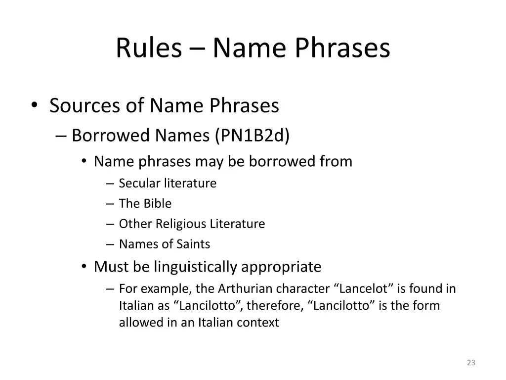 rules name phrases 9