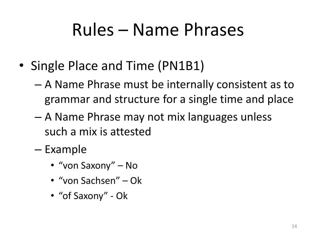 rules name phrases