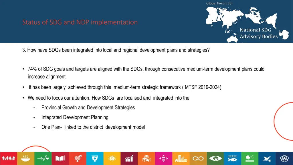 status of sdg and ndp implementation 6