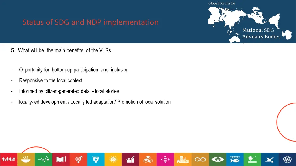 status of sdg and ndp implementation 8