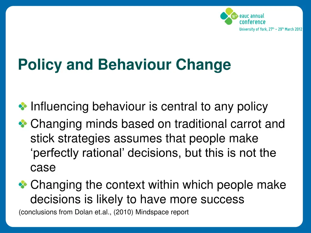 policy and behaviour change