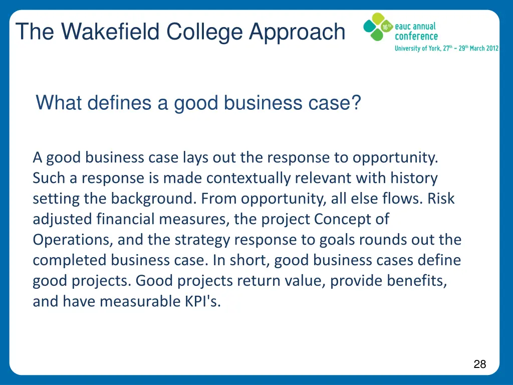 the wakefield college approach 10