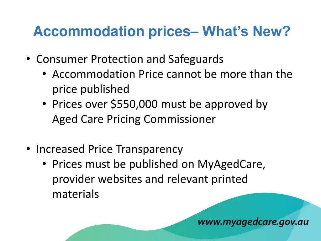 accommodation prices what s new